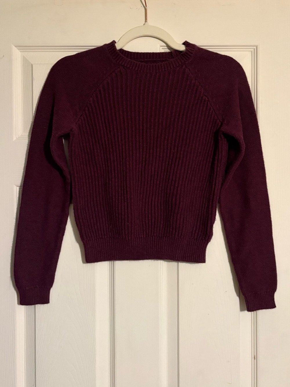 Aeropostale Women's Ribbed Crewneck Sweater - Burgundy